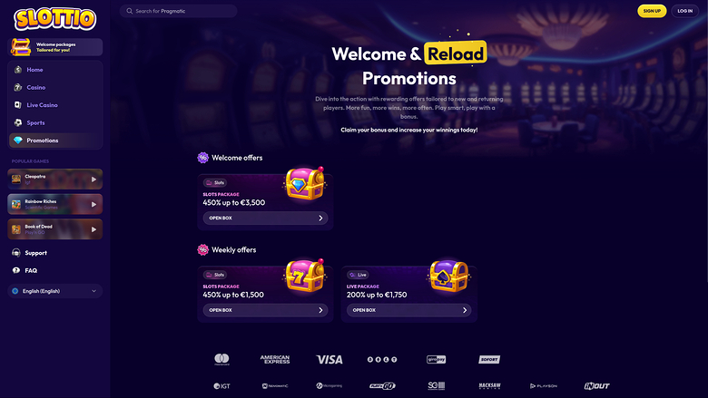 Slottio Casino — Promotions page