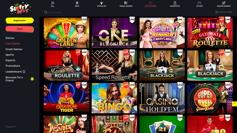 SlottyWay Casino — Live dealer lobby