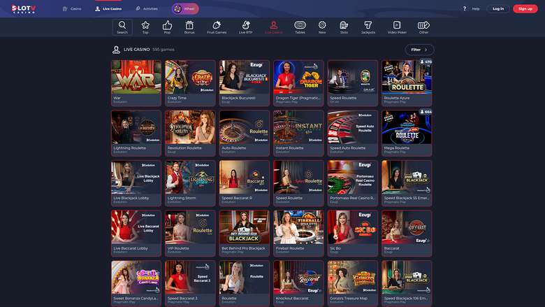 SlotV Casino — Live dealer lobby