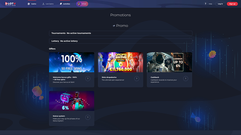 SlotV Casino — Promotions page