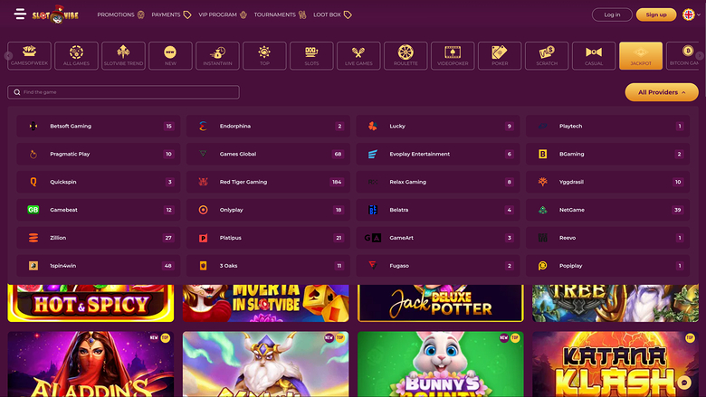 SlotVibe Casino — Games by studio