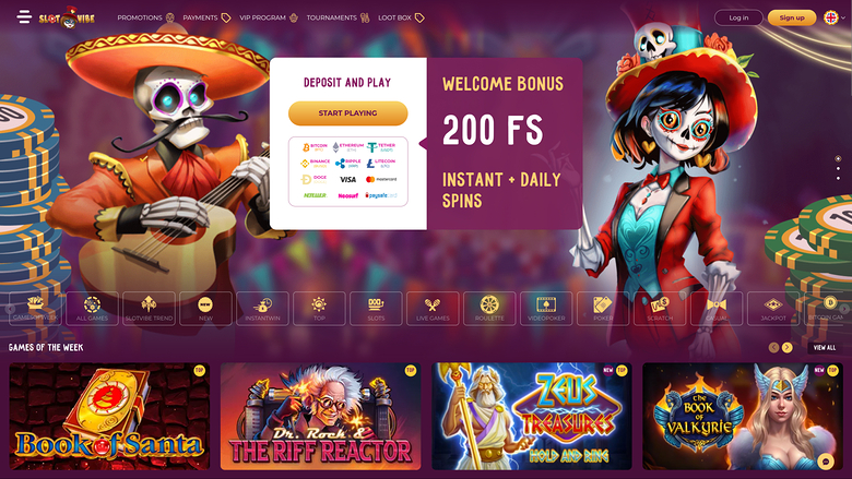 SlotVibe Casino — Homepage