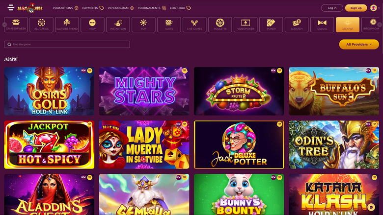 SlotVibe Casino — Jackpot games