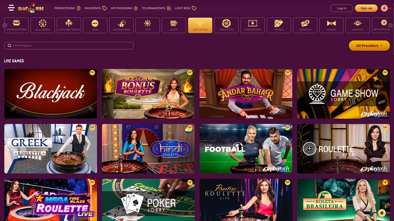SlotVibe Casino — Live dealer lobby