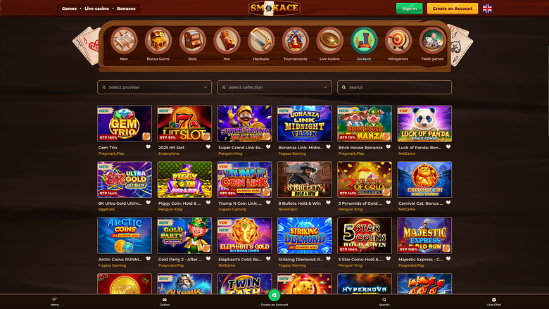 SmokAce Casino — Jackpot games