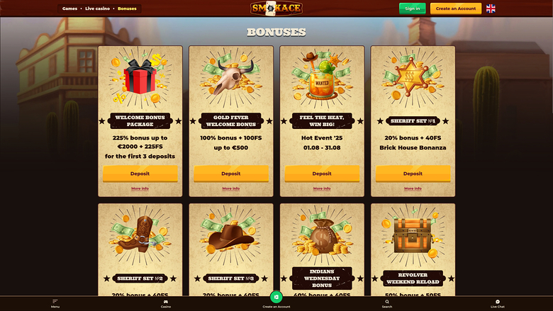 SmokAce Casino — Promotions page