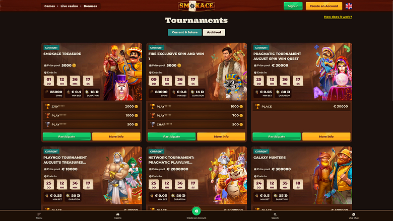 SmokAce Casino — Tournaments