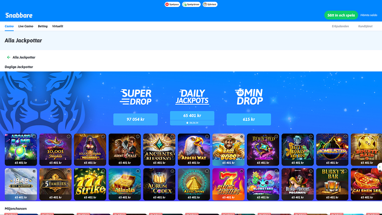 Snabbare Casino — Jackpot games