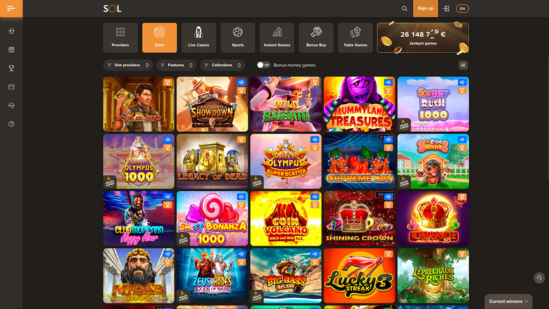 SOL Casino — Games lobby
