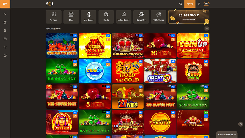SOL Casino — Jackpot games