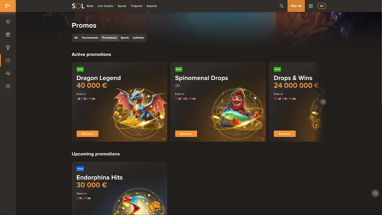 SOL Casino — Promotions page
