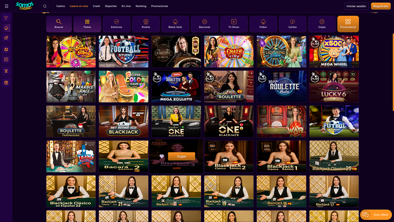 Somos Casino — Live dealer lobby