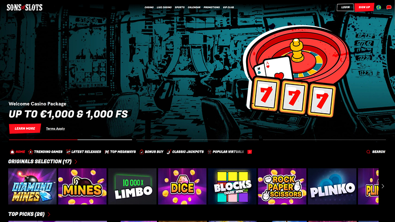 Sons of Slots Casino — Homepage