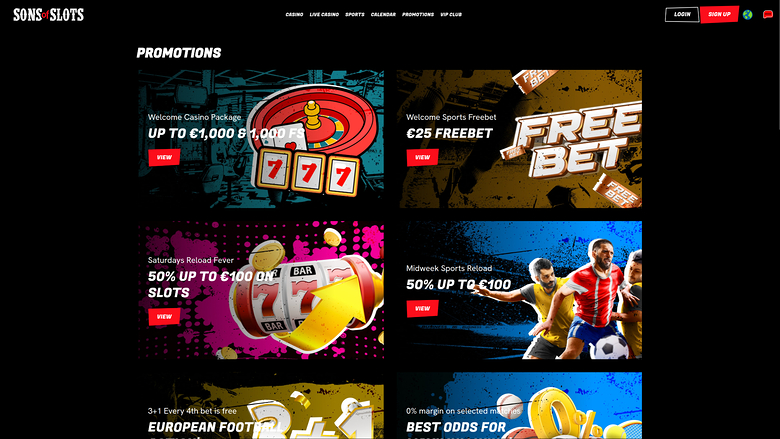 Sons of Slots Casino — Promotions page