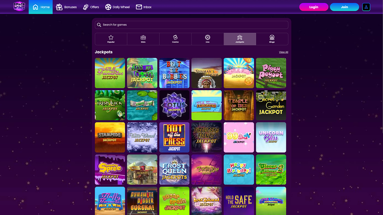 Space Wins — Jackpot games