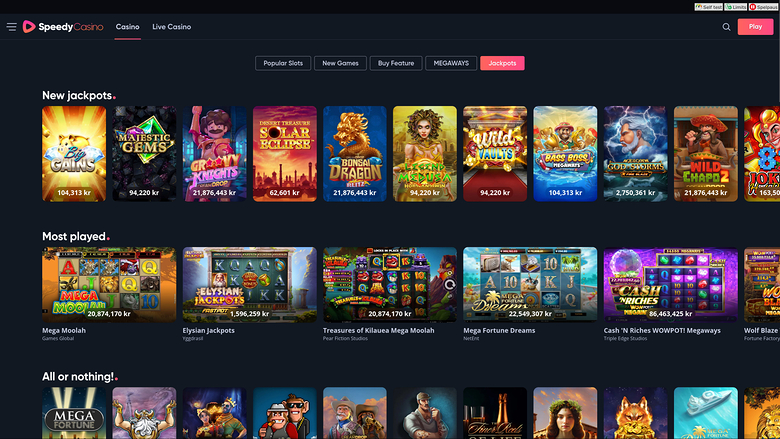 Speedy Casino — Jackpot games