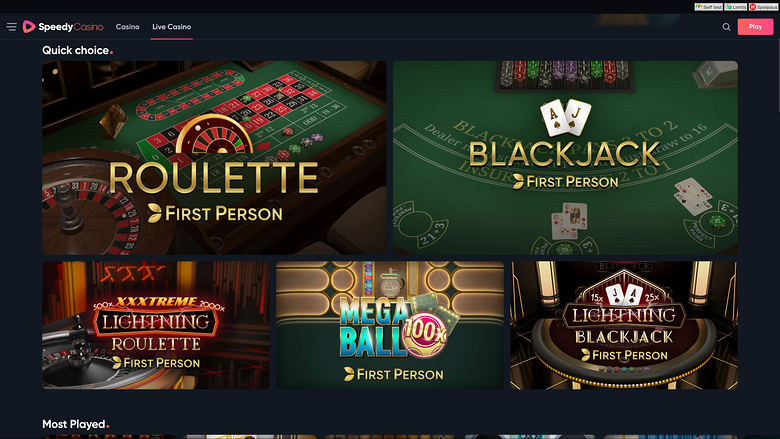 Speedy Casino — Live dealer lobby