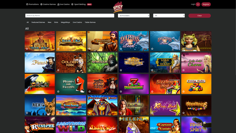 SpicyJackpots Casino — Games lobby