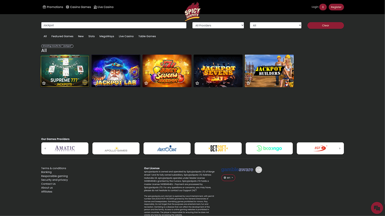 SpicyJackpots Casino — Jackpot games