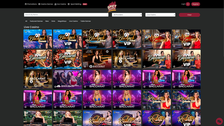 SpicyJackpots Casino — Live dealer lobby