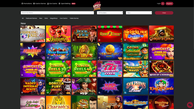 SpicyJackpots Casino — Games lobby