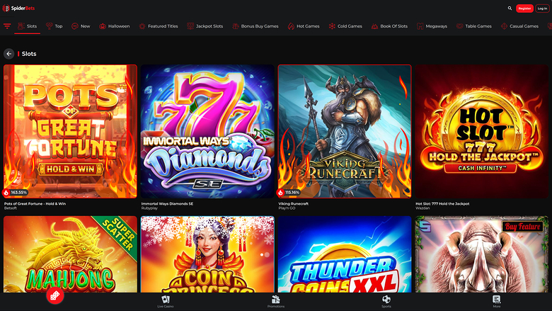 SpiderBets Casino — Games lobby