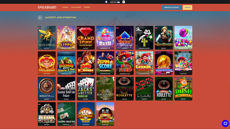 Spilleboden — Jackpot games