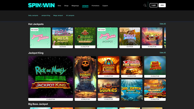 Spin and Win Casino — Jackpot games