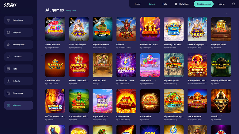 Spin Away Casino — Games lobby