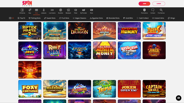 Spin Casino — Games lobby