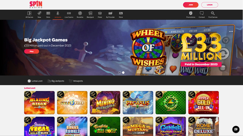 Spin Casino — Jackpot games
