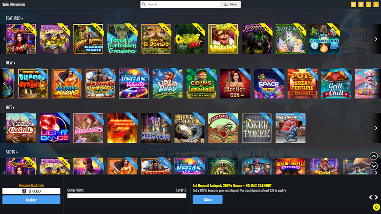 Spin Dimension Casino — Games lobby