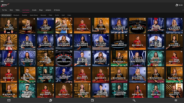 Spin Galaxy — Live dealer lobby
