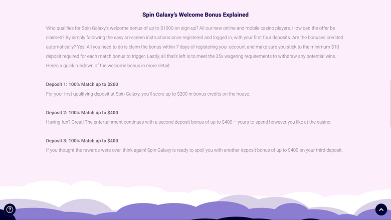 Spin Galaxy — Promotions page