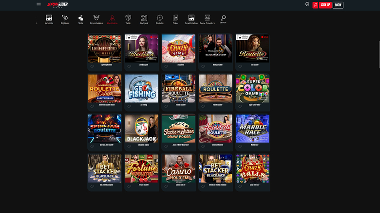 Spin Rider Casino — Live dealer lobby