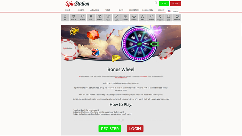 Spin Station Casino — Bonus page
