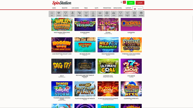 Spin Station Casino — Games lobby