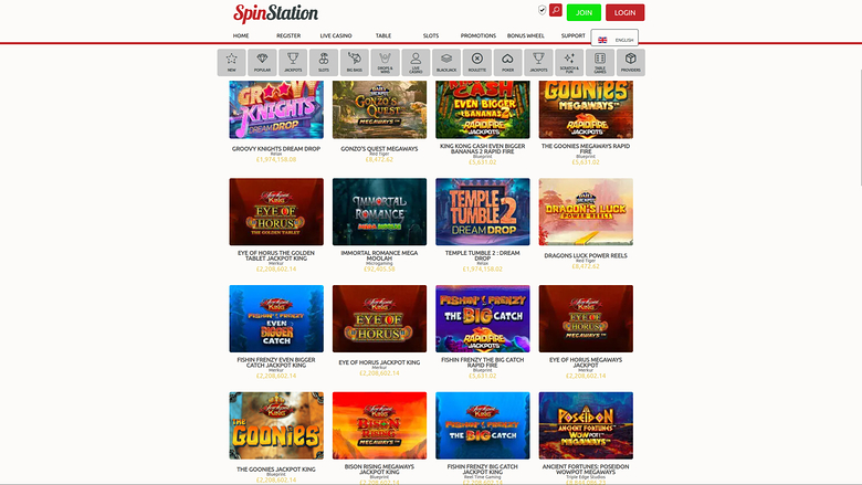 Spin Station Casino — Jackpot games