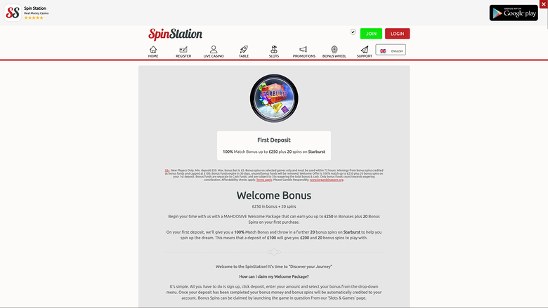 Spin Station Casino — Promotions page