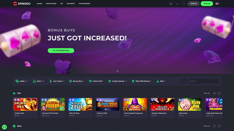 Spinago Casino — Homepage