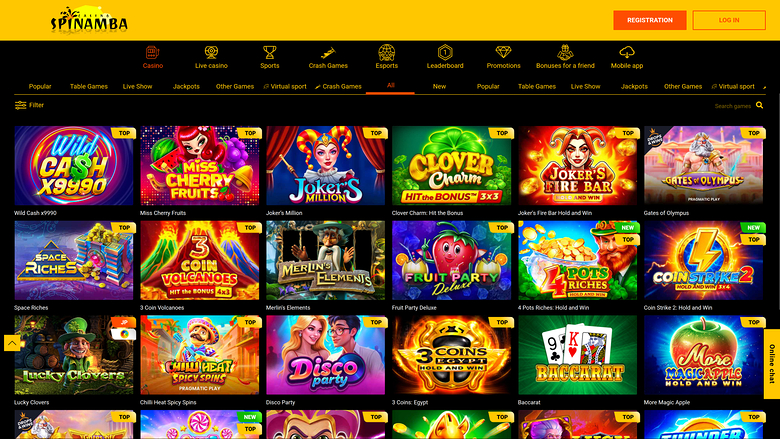 Spinamba Casino — Games lobby