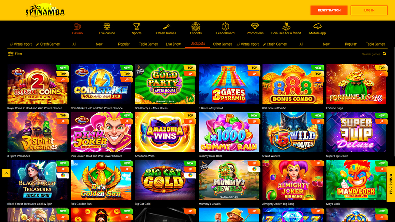 Spinamba Casino — Jackpot games