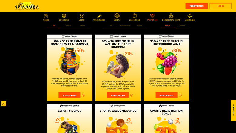 Spinamba Casino — Promotions page