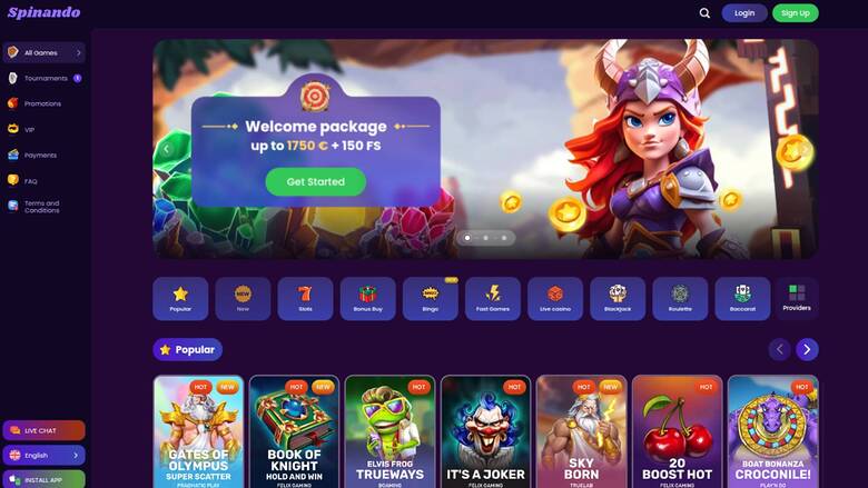 Spinando Casino — Homepage