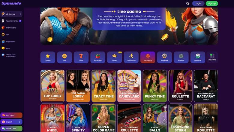 Spinando Casino — Live