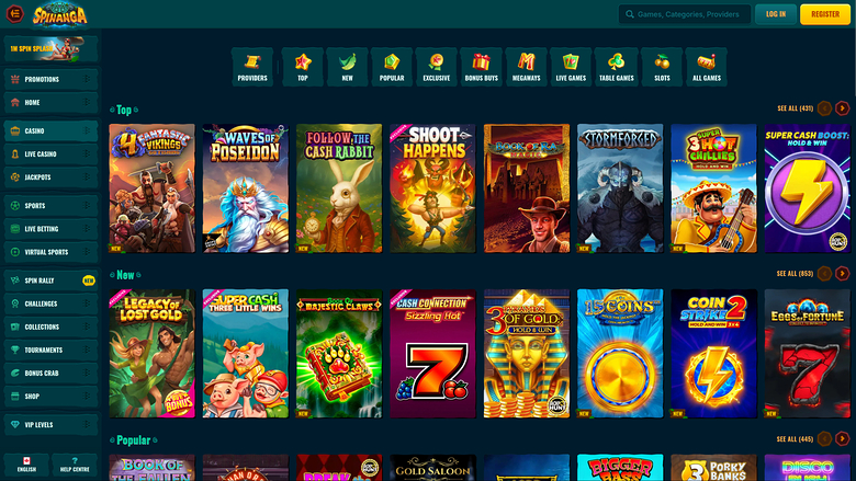 Spinanga Casino — Games lobby