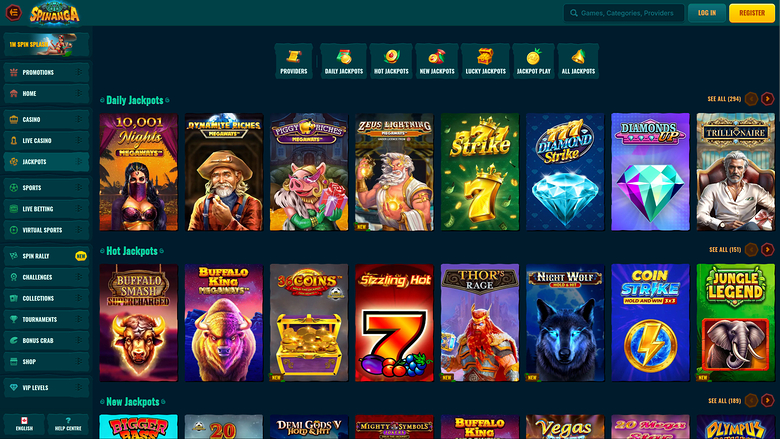Spinanga Casino — Jackpot games