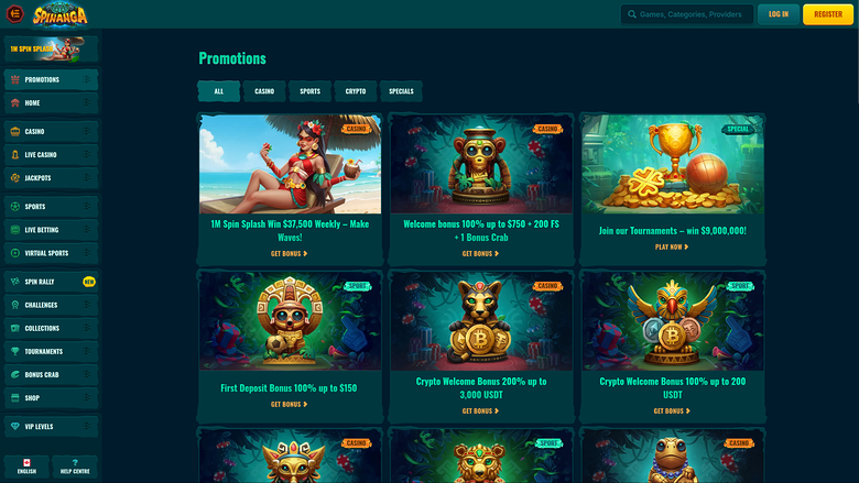 Spinanga Casino — Promotions page