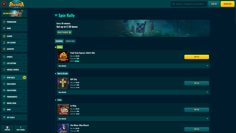 Spinanga Casino — Spin rally