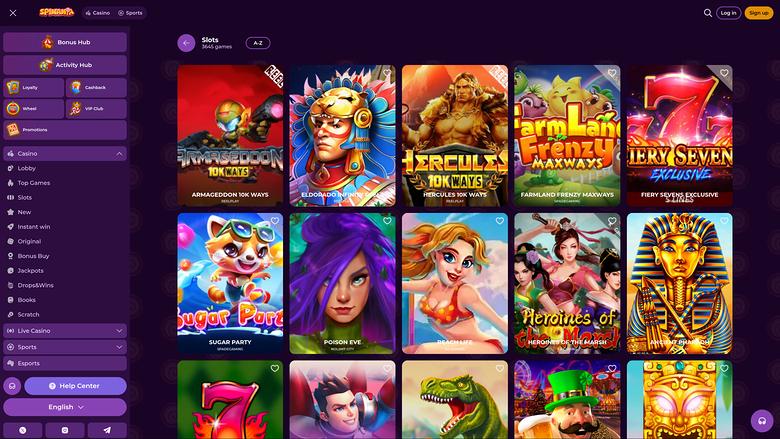 Spinania Casino — Games lobby